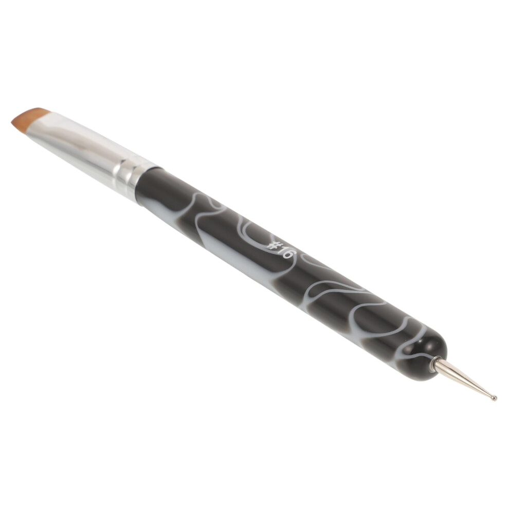 Black Dualended Nail Art Brush And Dotting Tool For Manicure With Ergonomic Grip And Precise Control