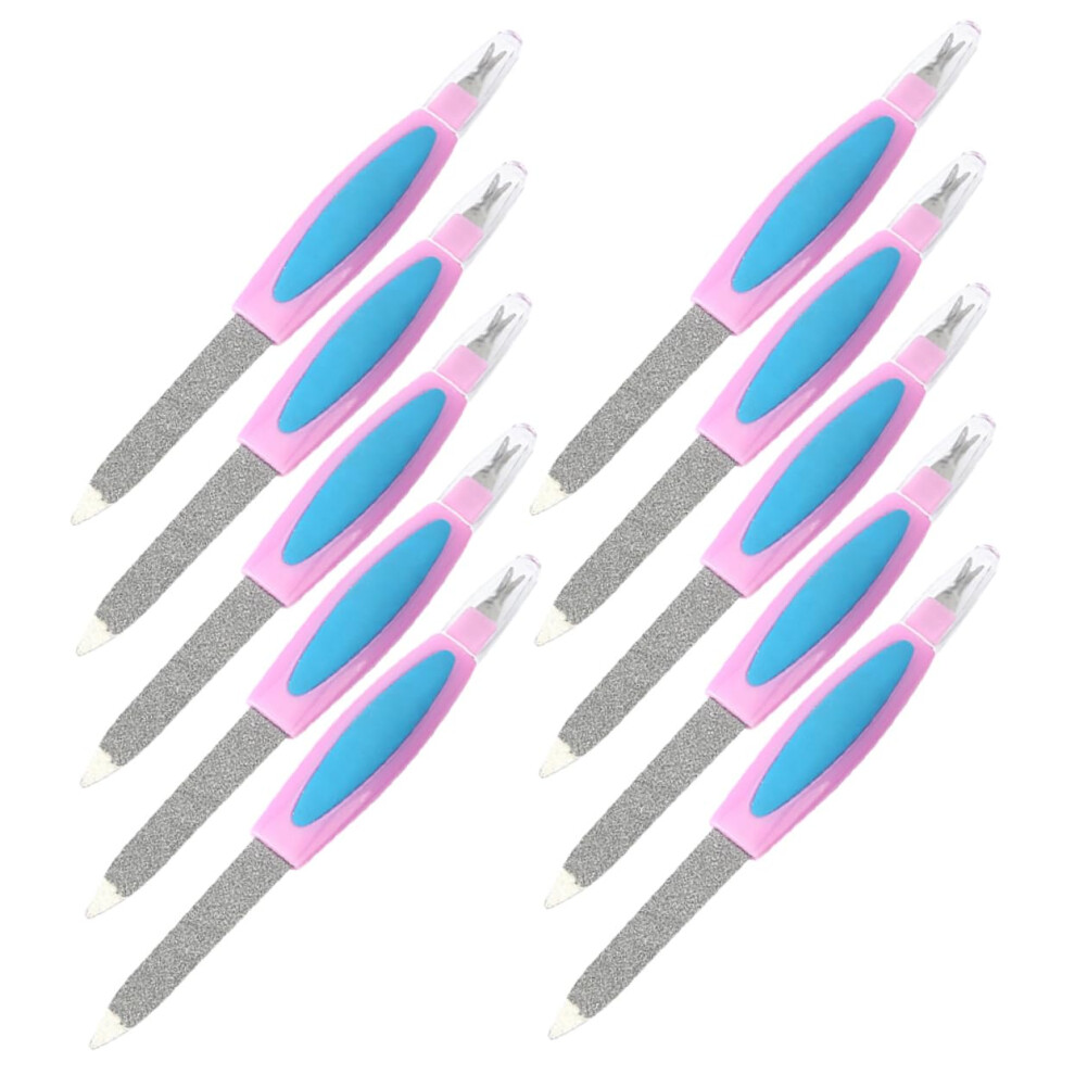 10pcs Dual Ended Stainless Steel Nail File and Buffer for Manicure Pedicure Shaping Polishing