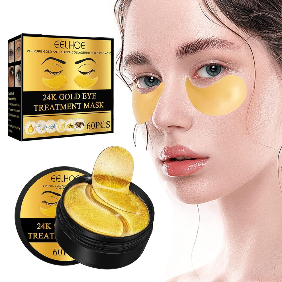 Gold/Dark 24K Under Eye Patches With Collagen And Hyaluronic Acid For Circles, Puffiness And Wrinkles Â 60 Pack