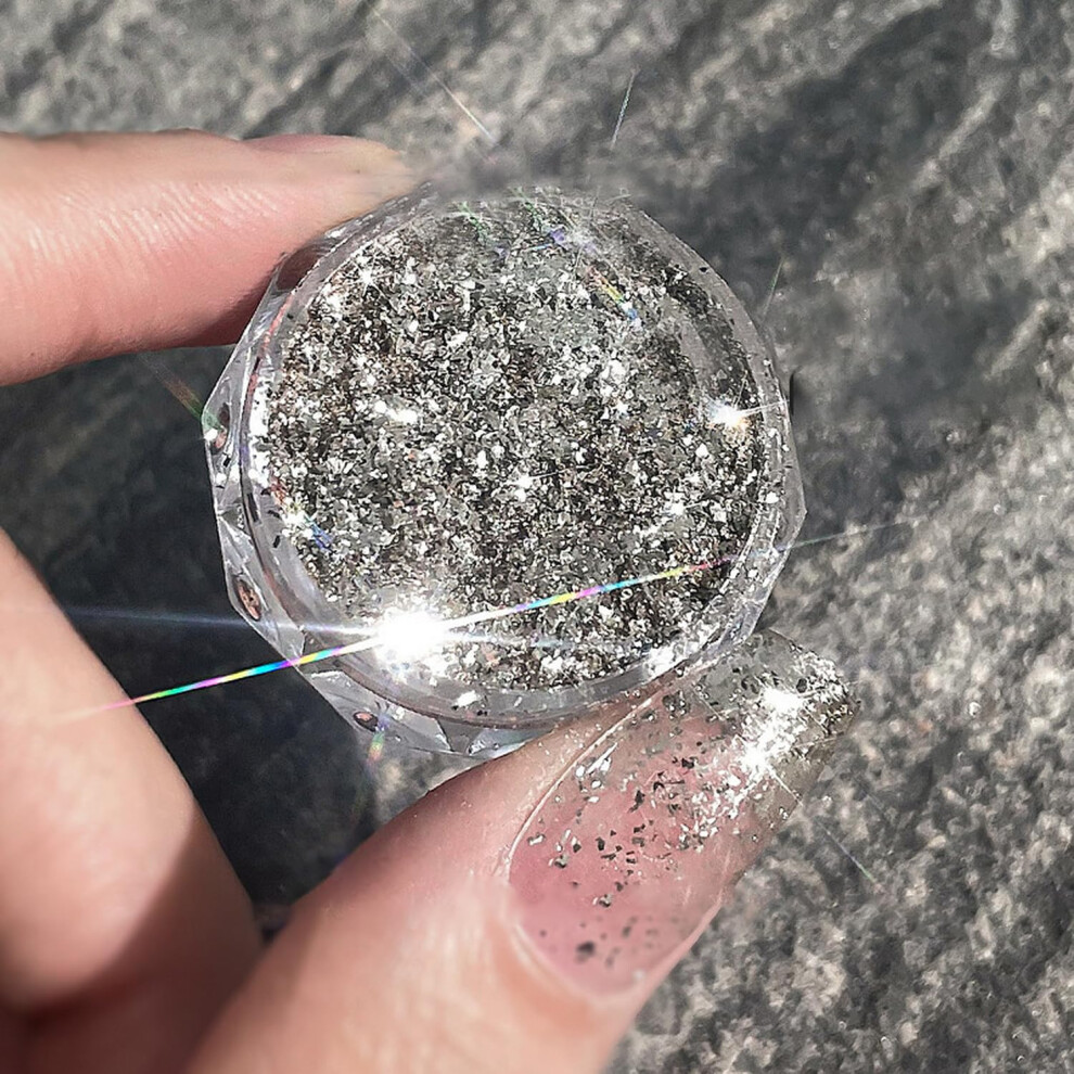 Silvery Chunky Holographic Nail Art Glitter for Bold Shine, Makeup, Festival and Stage Use