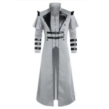 (Gray, Xxl) Medieval Steampunk Assassin Pirate Gothic Jacket Long Coat Men Halloween