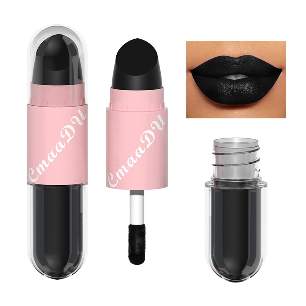 Black Matte Liquid Lipstick Waterproof Long Lasting 24H Wear Smudge Proof Velvet Lip Gloss