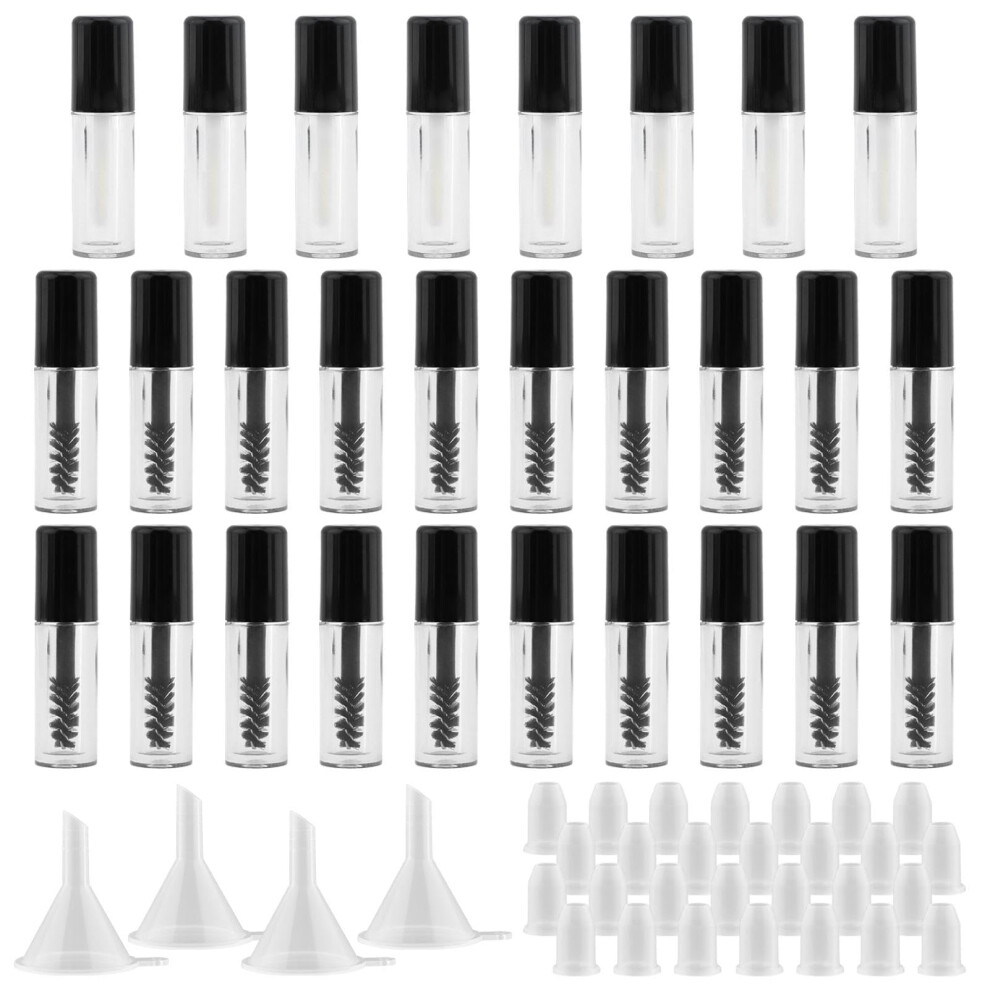 Black 28Pcs Empty Mascara Tubes With Wands And Funnels, Refillable Travel Size For Diy Lash Oil