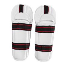 (White, S) Taekwondo Arm Shin Guards Breathable Adjustable Elastic Strap For