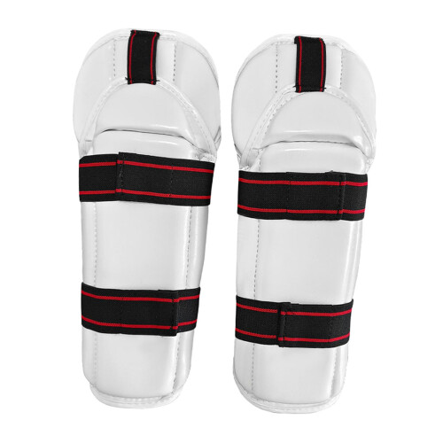 (White, S) Taekwondo Arm Shin Guards Breathable Adjustable Elastic Strap For