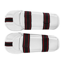 (White, L) Taekwondo Arm Shin Guards Breathable Adjustable Elastic Strap For