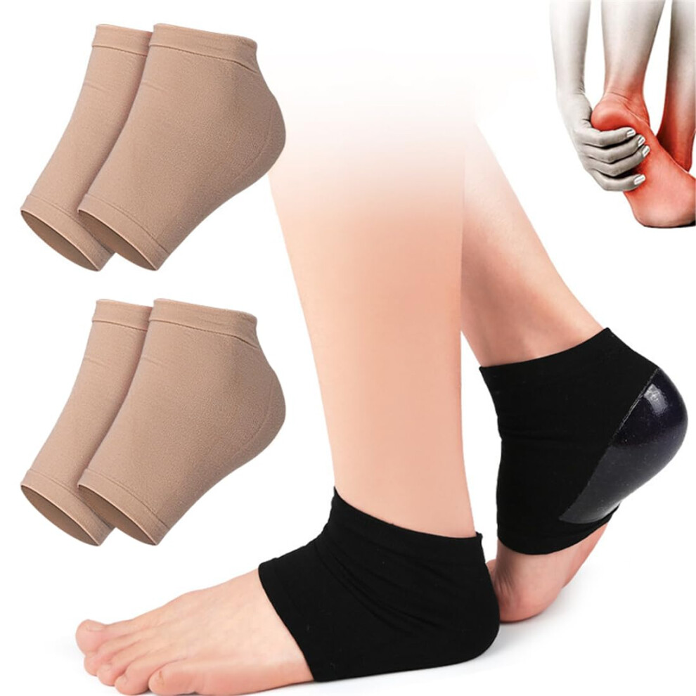 Moisturizing Heel Socks 2 Pairs Gel Lined Toeless Spa Socks for Overnight Cracked Heel