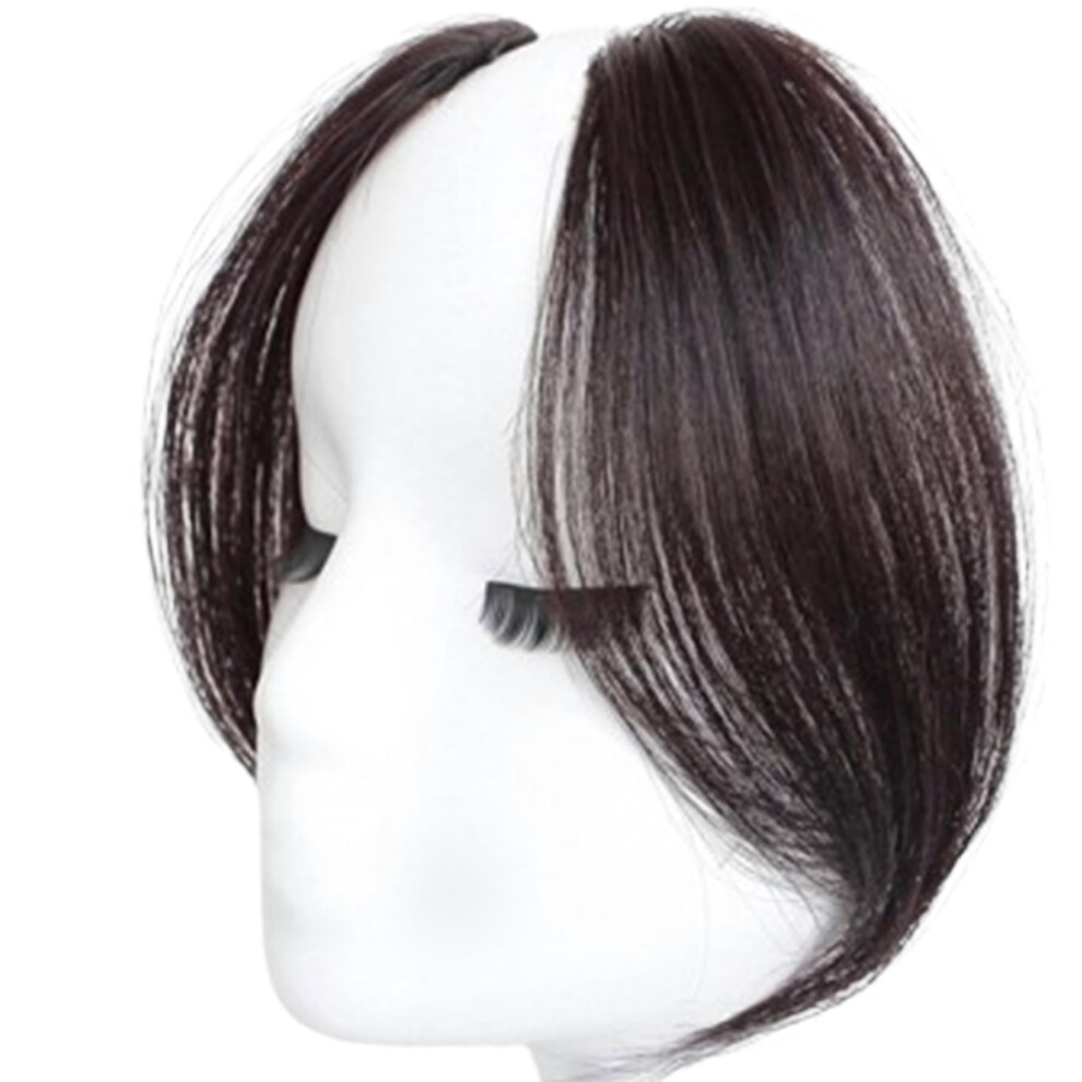 Unisex Brown Clip In Side Bangs Human Hair Extensions Dark Fringe With Secure Clips For Women