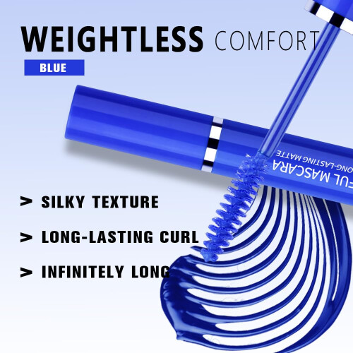 Blue Waterproof Lengthening Mascara for Sensitive Eyes, SmudgeResistant LashLifting Blue 1PC 2