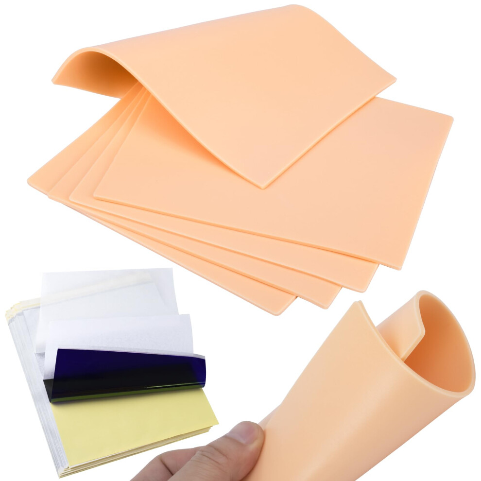 Tattoo Practice Skin Kit 2pcs 3mm Thick DoubleSided Fake Skin with 10 Transfer Papers for Beginners