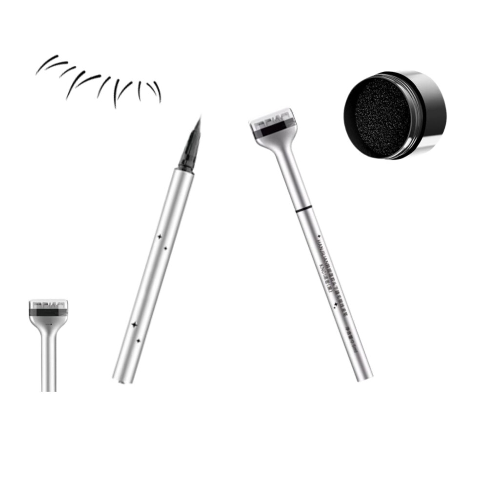 Black Waterproof Lower Lash Stamp Eyeliner, 2In1 Smudgeproof Precision Eye Makeup Pen