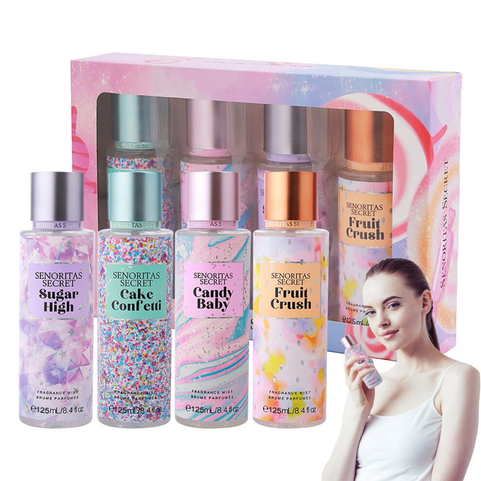 Perfume Gift Set for Women, 4Pcs Fruity Floral Long Lasting Body Mist Travel Size Fragrance
