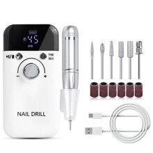 Professional Electric Nail Drill, 45000 RPM Portable Rechargeable Nail File with LCD Display, Adjustable Speed