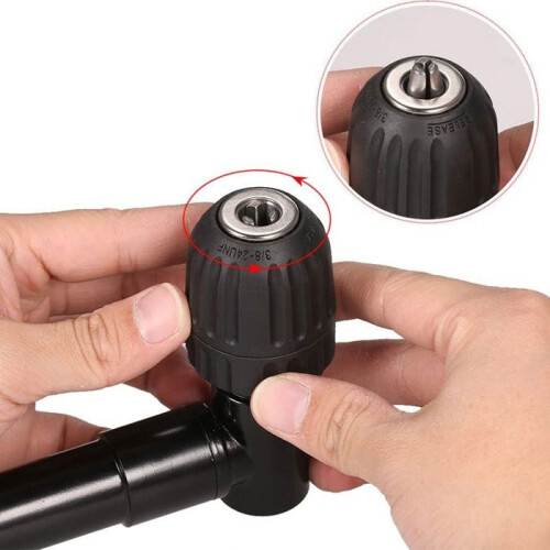 90 Right Angle Chuck Self-Tightening Drill Bit Adapter Angle Attachment for Drill Quick Release PZCC 2