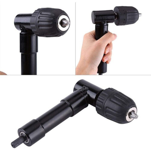 90 Right Angle Chuck Self-Tightening Drill Bit Adapter Angle Attachment for Drill Quick Release PZCC 1
