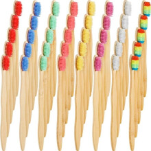 40 Pieces Bamboo Toothbrushes, Biodegradable Charcoal Brush with BPA-Free Nylon Bristles PZCC