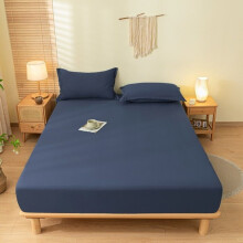 Bedding Set of 1 Fitted Sheet Navy Blue 180 x 200 cm 35 cm Cutouts for Thick Mattresses Brushed Microfiber