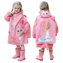 Waterproof Rain Poncho for Children, Girls and Boys, Rain Jacket with School Bag Cover, Portable Rainwear
