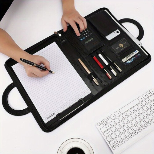 Zipped folder, leather document holder - multifunctional professional storage bag 2