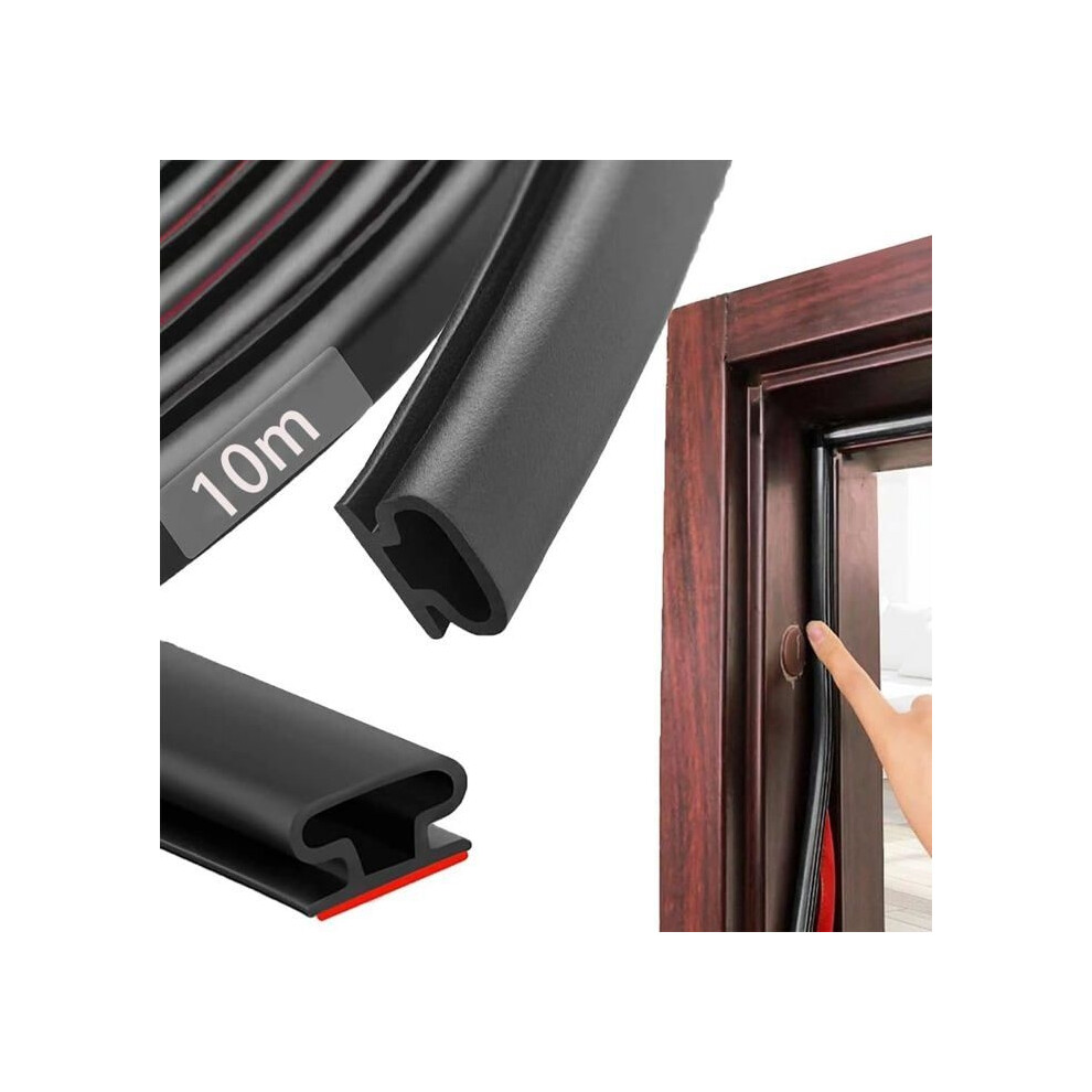 Door And Window Seal For Cold And Sound Insulation, Type D Rubber Door Seal, Self-Adhesive Tpe Sealing Strip, (10M, Black) 8581601027426