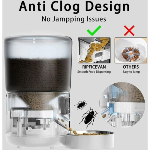Automatisk katte- og hundefoderdispenser, med skål i rustfrit stål, 1 til 4 måltider, 4L 2