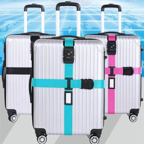 Adjustable TSA-approved travel luggage carrier strap, trunk strap with 3 locking clips 1