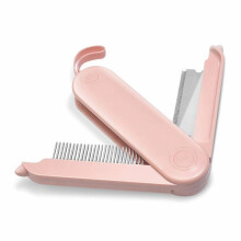 Detangling and detangling comb, 2-sided folding pet grooming brush for detangling, mats and knots, pink