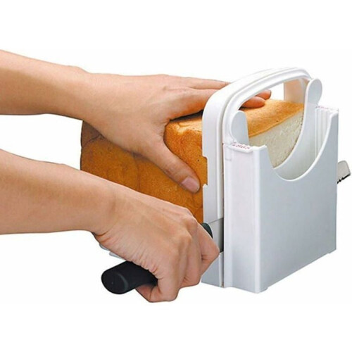 Adjustable, foldable bread slicer with 5 slice thicknesses