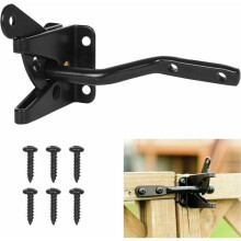 Automatic Gate Lock - Metal Bolt Lock - Gravity Steel Latch for Garden Fence - Black - PZCC Fixing Screws