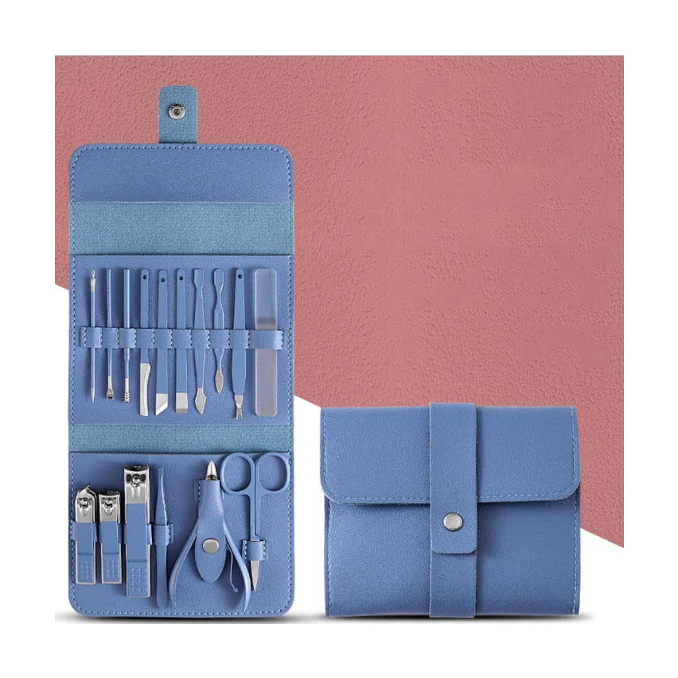 Professional Stainless Steel Manicure Pedicure Set 16PCS Nail Care Grooming Kit with Case