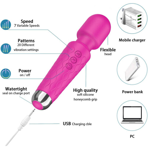 20cm Luxury Wand Vibrator, 20 Modes 1