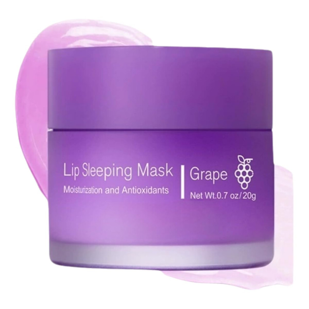Lip Sleeping Mask Set 2pcs Grape Flavor Overnight Hydrating Lip Care for Dry Lips 0.7oz Each