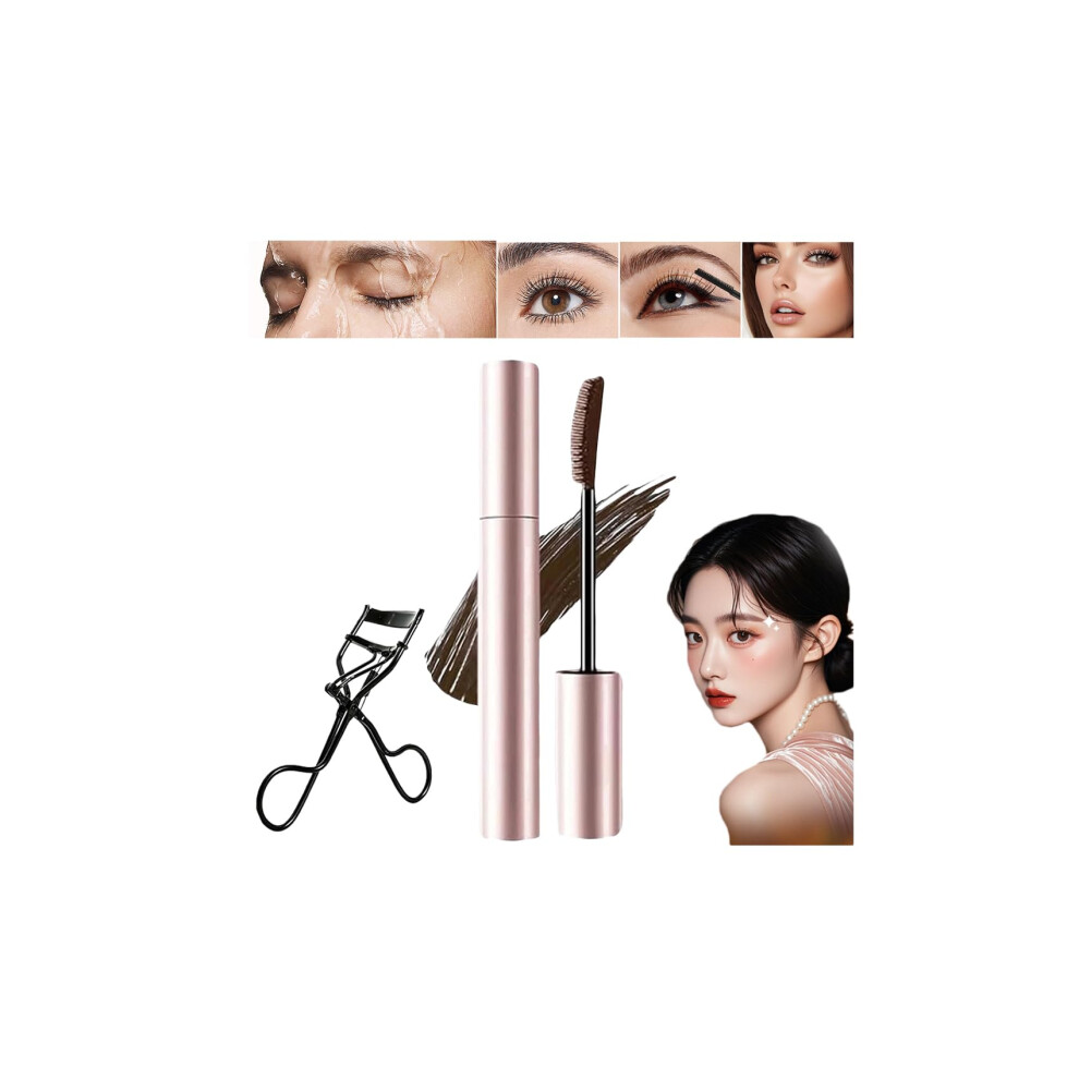 Black,Brown Waterproof Curling Mascara Black And Brown Duo Longlasting Volumizing Lash Lift Smudgeproof