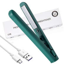 Mini Curling Iron for Short Hair Cordless Ceramic 2 in 1 Styling Travel Size Green