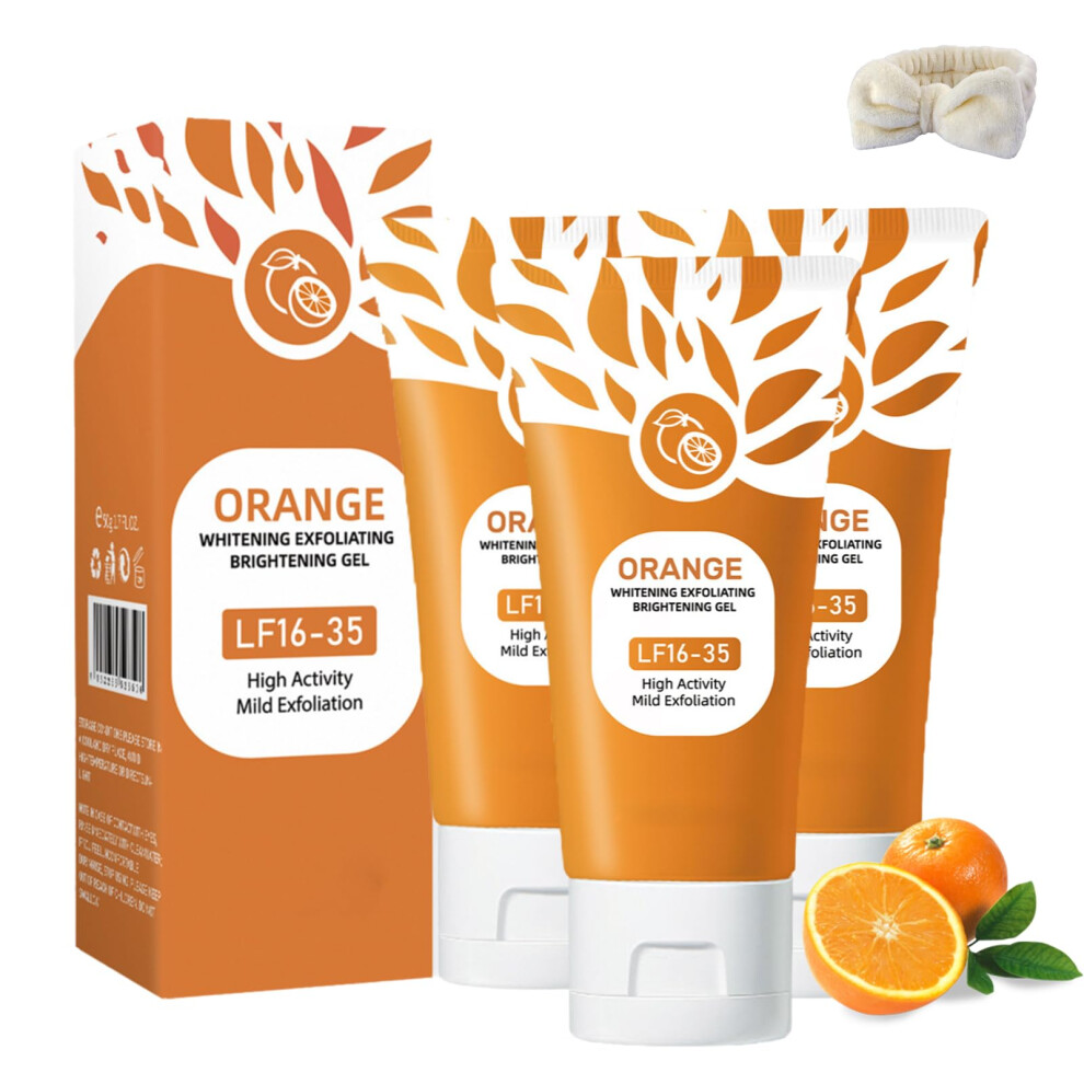 Orange Exfoliating Gel for Face and Body 3pcs, Vitamin C Brightening Deep Pore Cleansing Scrub