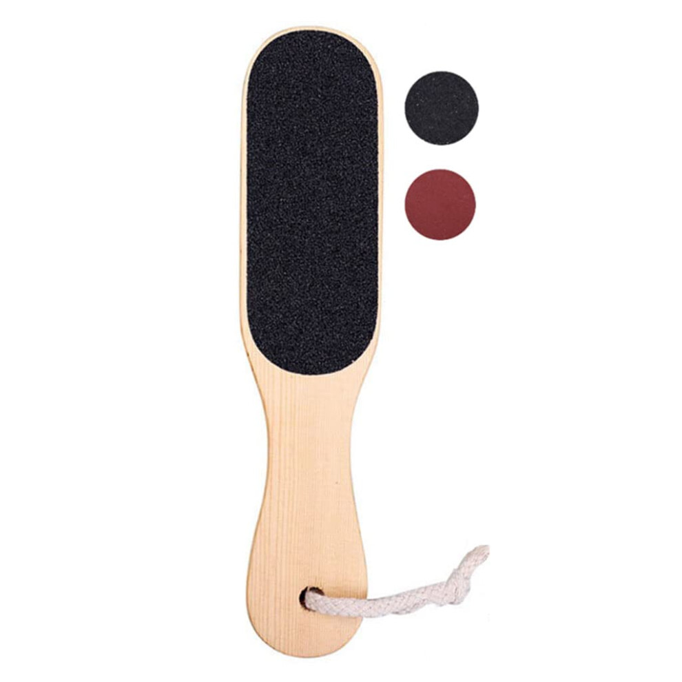 Pedicure Foot File Wooden Handle Callus Remover DoubleSided Heel Scraper for Feet and Hands