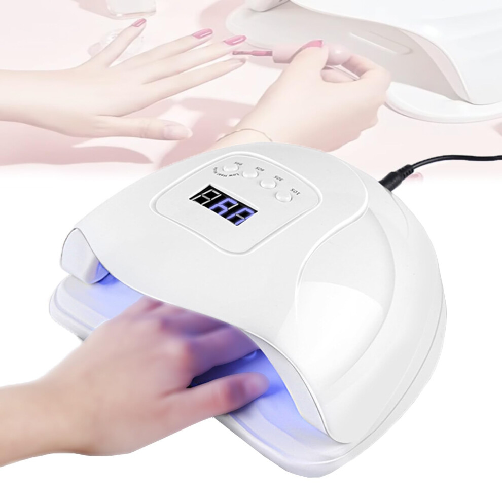 White 120W Uv Led Nail Lamp For Gel Nails With 4 Timer Modes, Smart Sensor, Fast Gel Curing,