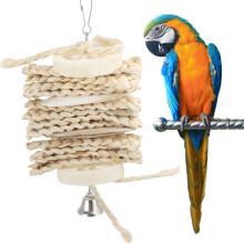 Vægdekoration lavet af naturlige materialer, metal tukaner kunstinspireret tropisk fugleophæng med luffa og majsskaltekstur, 3D fuglevægdekoration