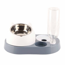 Tigelas duplas para cães e gatos com tigela removível em aço inoxidável, dispensador automático de água para animais de estimação,
