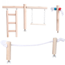 Bird Climbing Toys Wooden Playing Gyms Exercise, Natural Materials Bird Perch For Cage, Easy Install No Tools Required Eco Friendly Ladders For