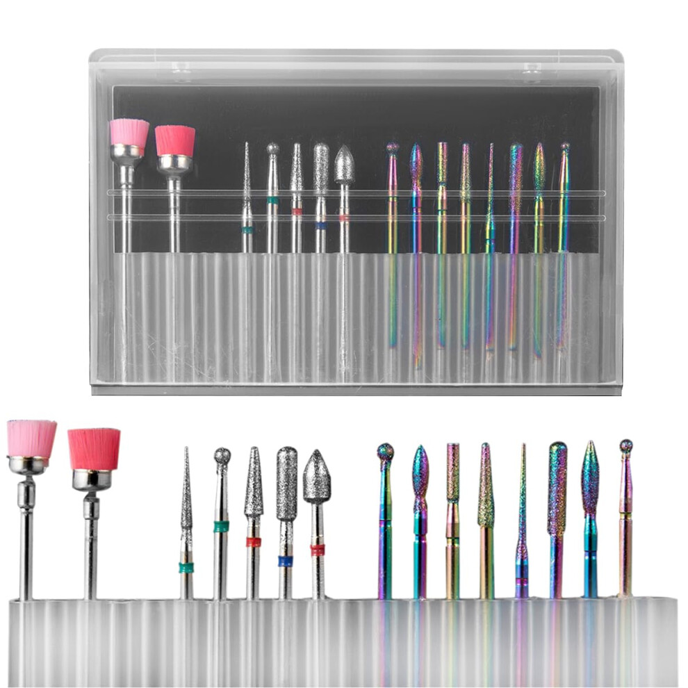 Professional Nail Drill Bits Set with Diamond and Carbide Tips for Manicure Pedicure Acrylic Gel