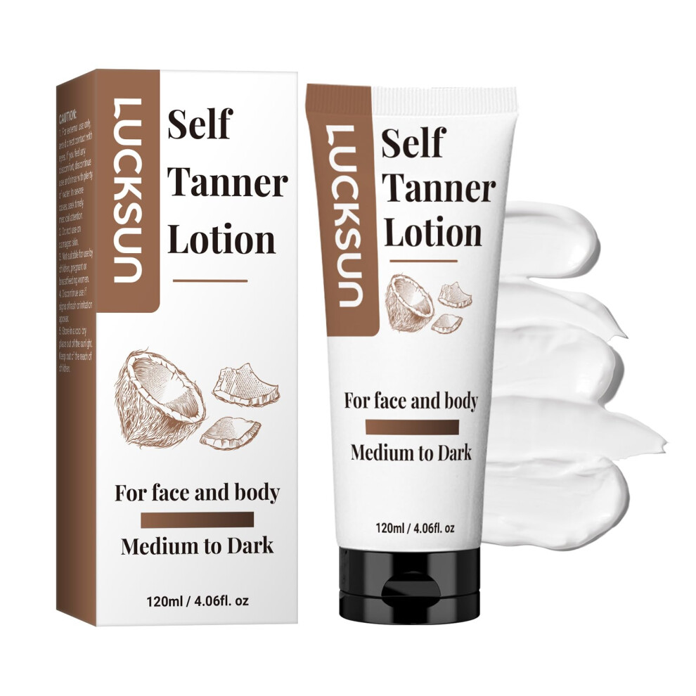 Dark Self Tanner For Face And Body, Sunless Tanning Lotion Medium To Streak Quick Dry Hydration