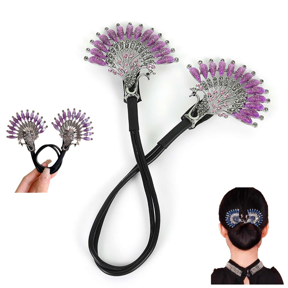 Unisex Purple Peacock Hair Bun Maker For Quick Elegant Updos With Secure Nonslip Hold And Smooth Finish