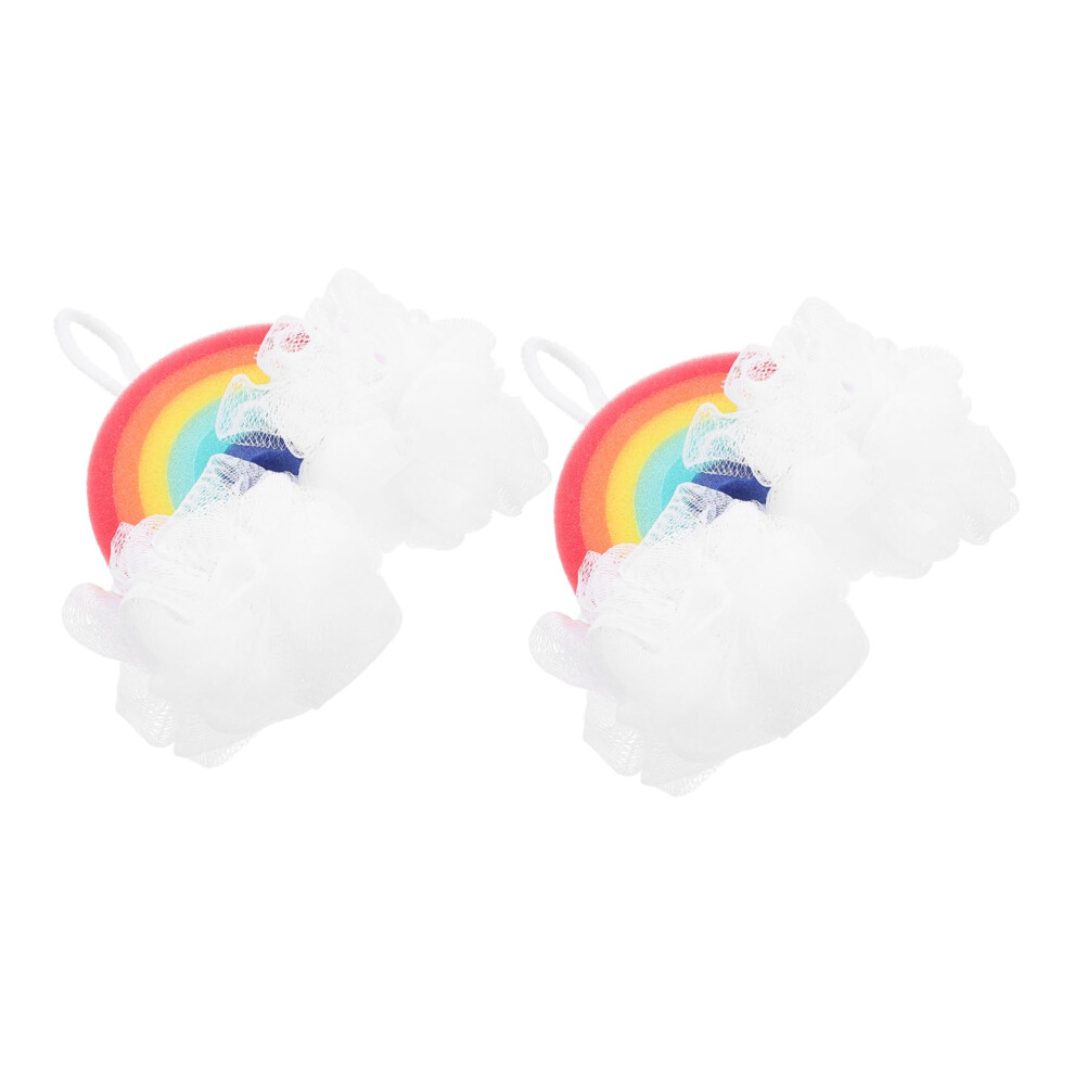 Rainbow Bath Loofah 2pcs Soft Exfoliating Shower Sponge Gentle Body Scrubber for Kids and Adults
