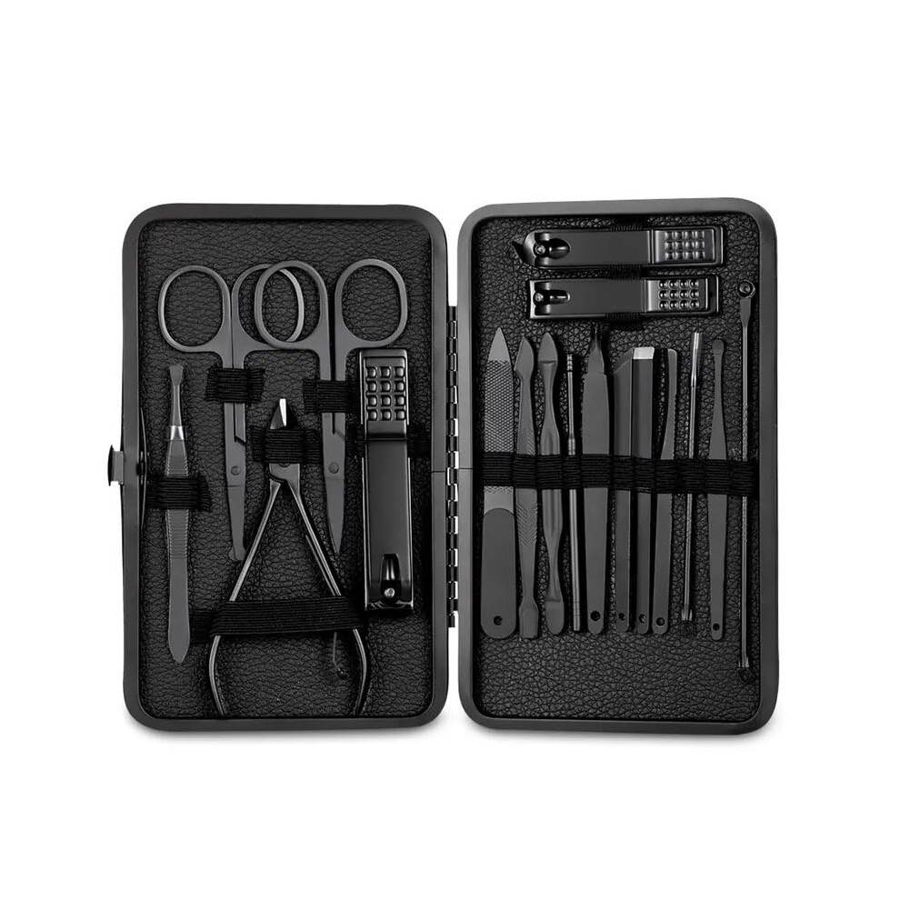 Manicure Set 18pcs Stainless Steel Nail Clippers Kit with Case for Professional Grooming