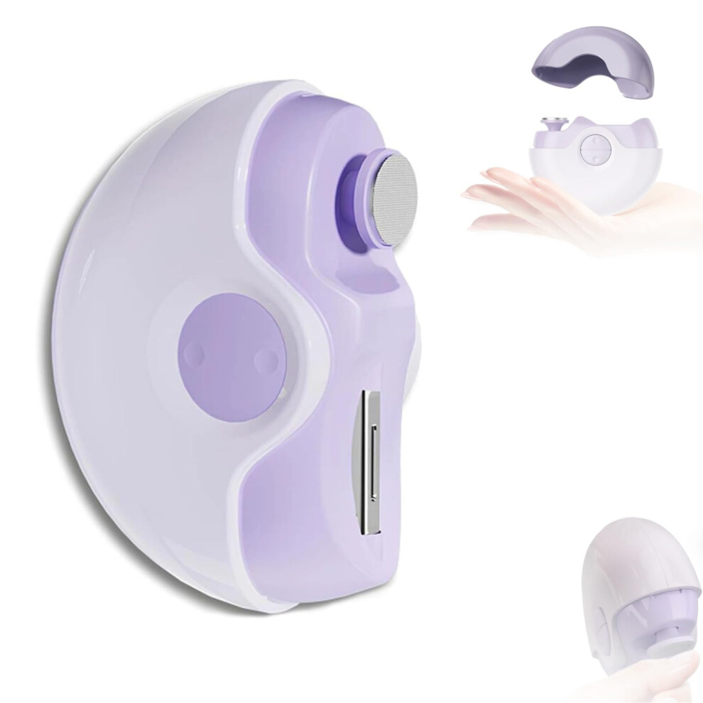 Electric Nail Clipper with Nail Polisher, 2 in 1 Automatic Nail Trimmer with Chip Storage, Purple
