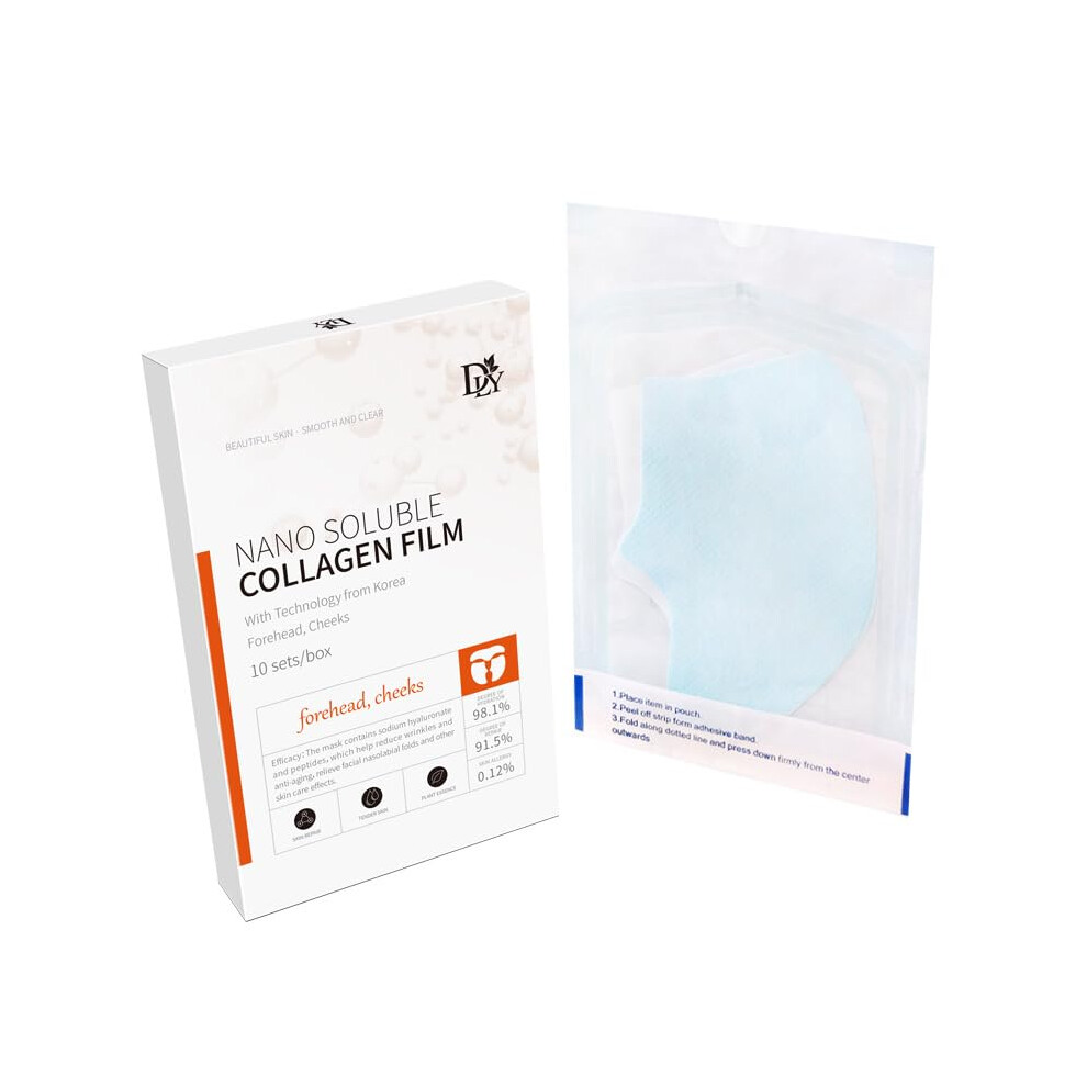 Collagen Facial Mask AntiAging Nano Soluble Patches for Wrinkle Reduction Cheek Forehead 10 Pack
