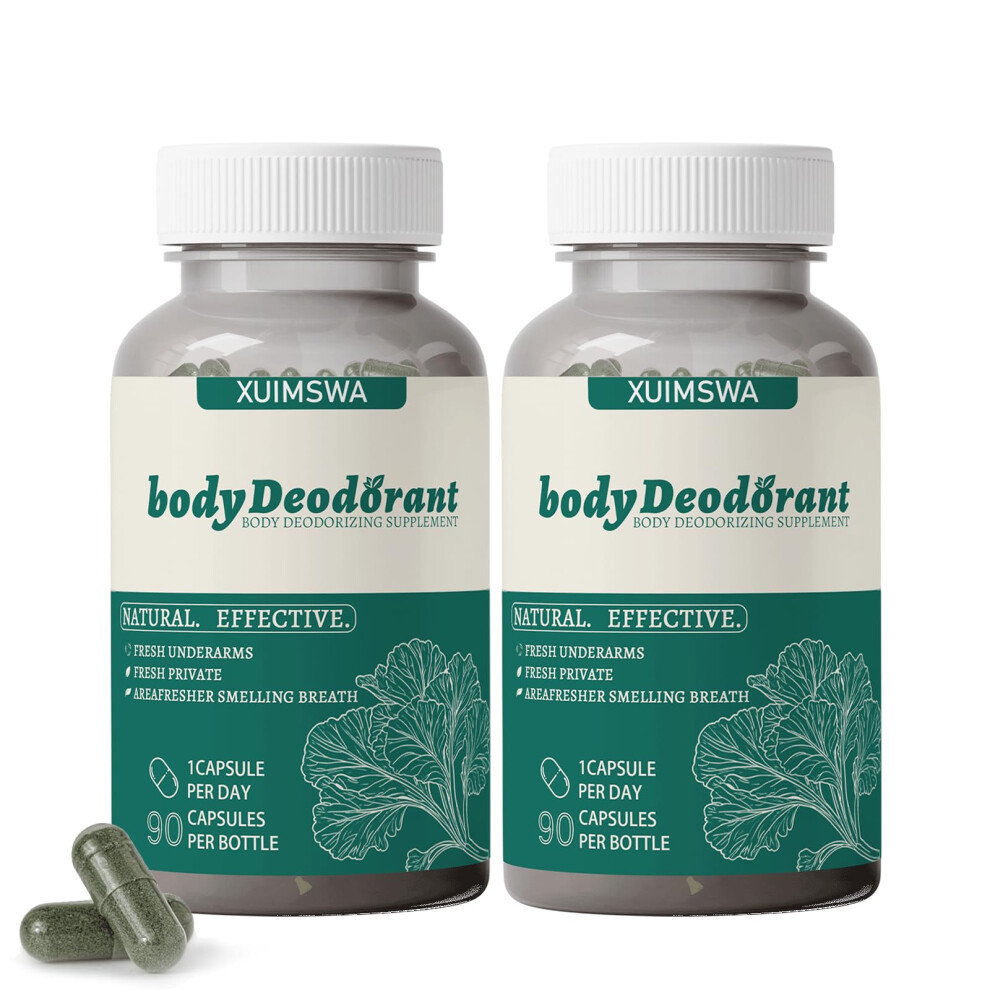 Internal Deodorant Capsules, Natural PlantBased Supplement for LongLasting Body Odor Control, 90 Count (2 Pack)