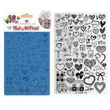 Nail Stamping Plate with Love Hearts Bows Ribbons Floral Garden Butterfly Design for Valentine's Day