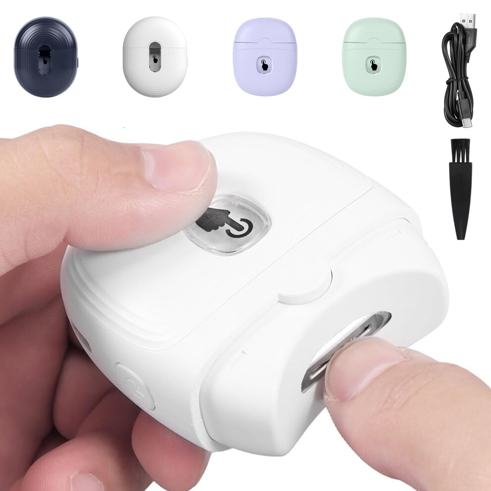 Electric Nail Clipper USB Rechargeable Safe Gentle Trimmer for Babies and Adults White